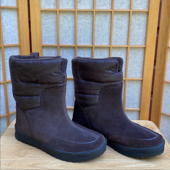 Lands End Brown Suede Winter Boots SZ 8 - Picture 1 of 14